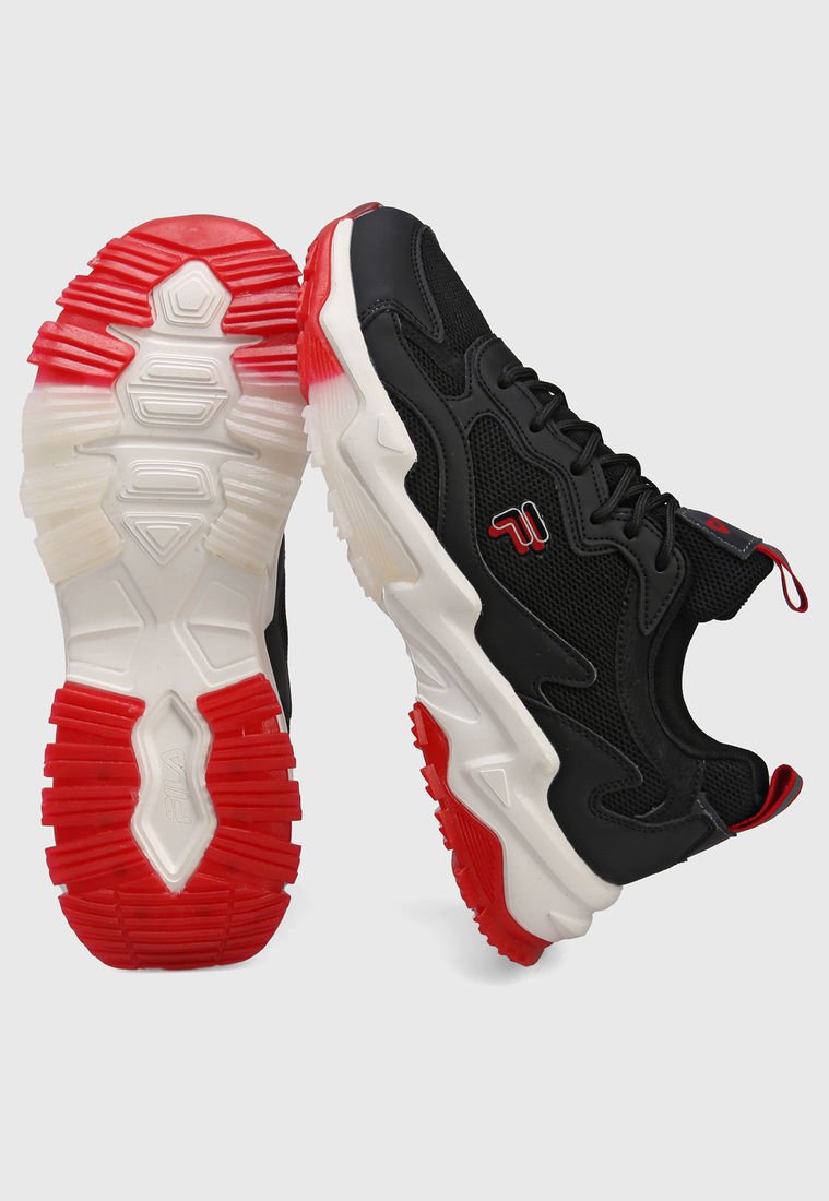 Tenis Lifestyle Negro Blanco Rojo Fila Monik Compra Ahora