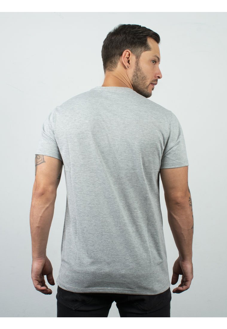 Camiseta Basica Gris Hamer Para Hombre Con Bordado En El Frente