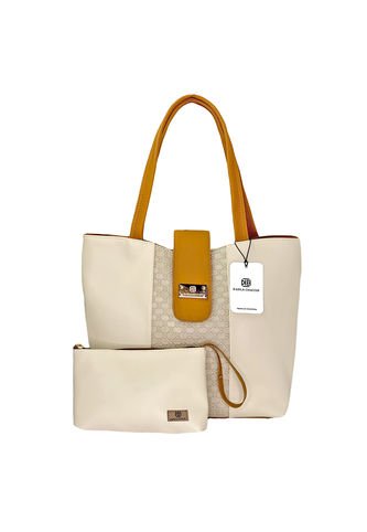 Bolso Cartera Mujer Dama Karla Chacon Line Beige Con Cosmeti Knasta