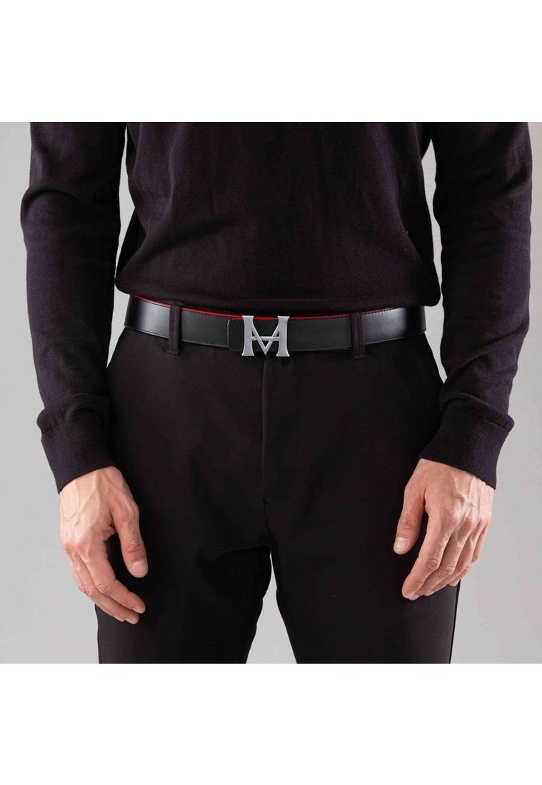 Cinturon hombre casual monograma doble faz 3.5 cm indigo caoba