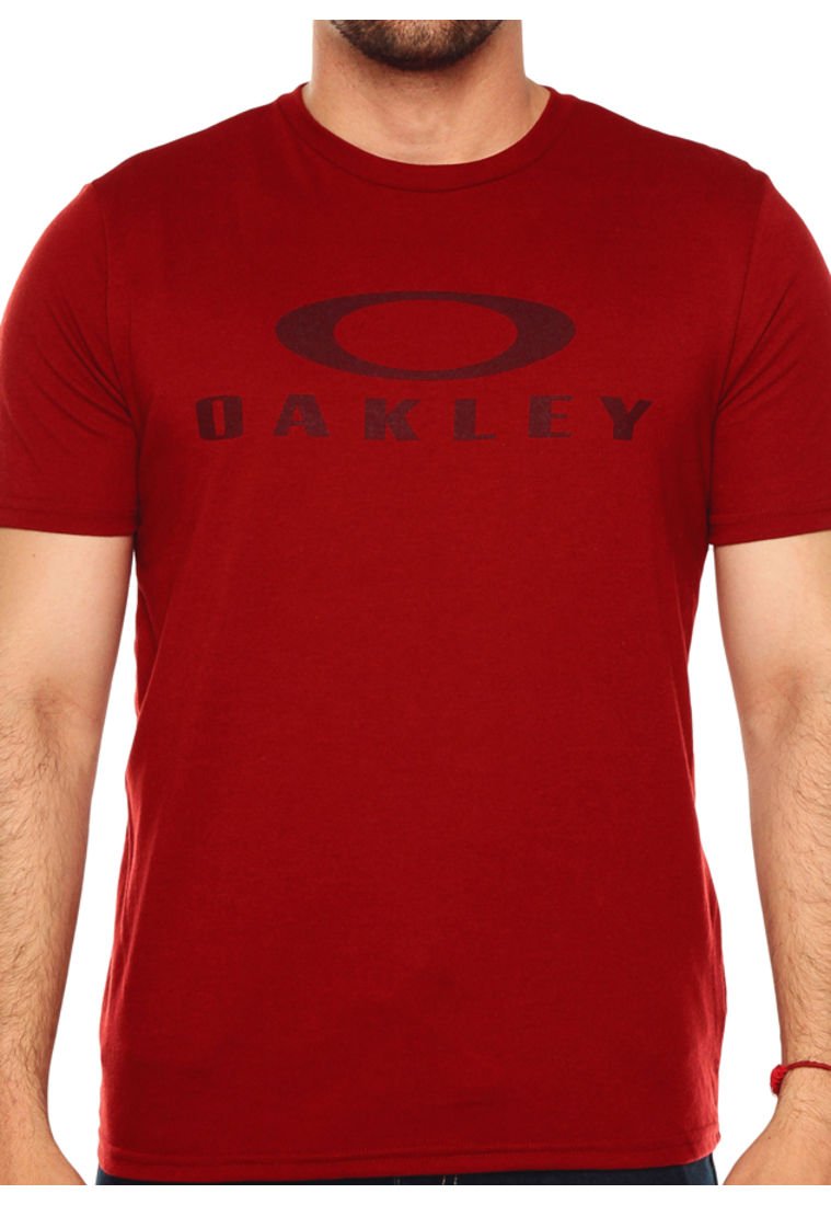 Oakley Camiseta masculina com caveira dispersa, Ferro vermelho, M