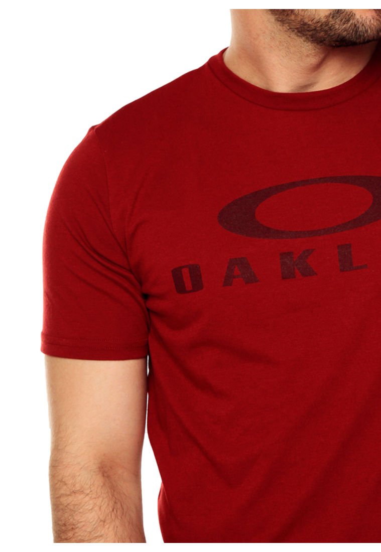 Oakley Camiseta masculina com caveira dispersa, Ferro vermelho, M