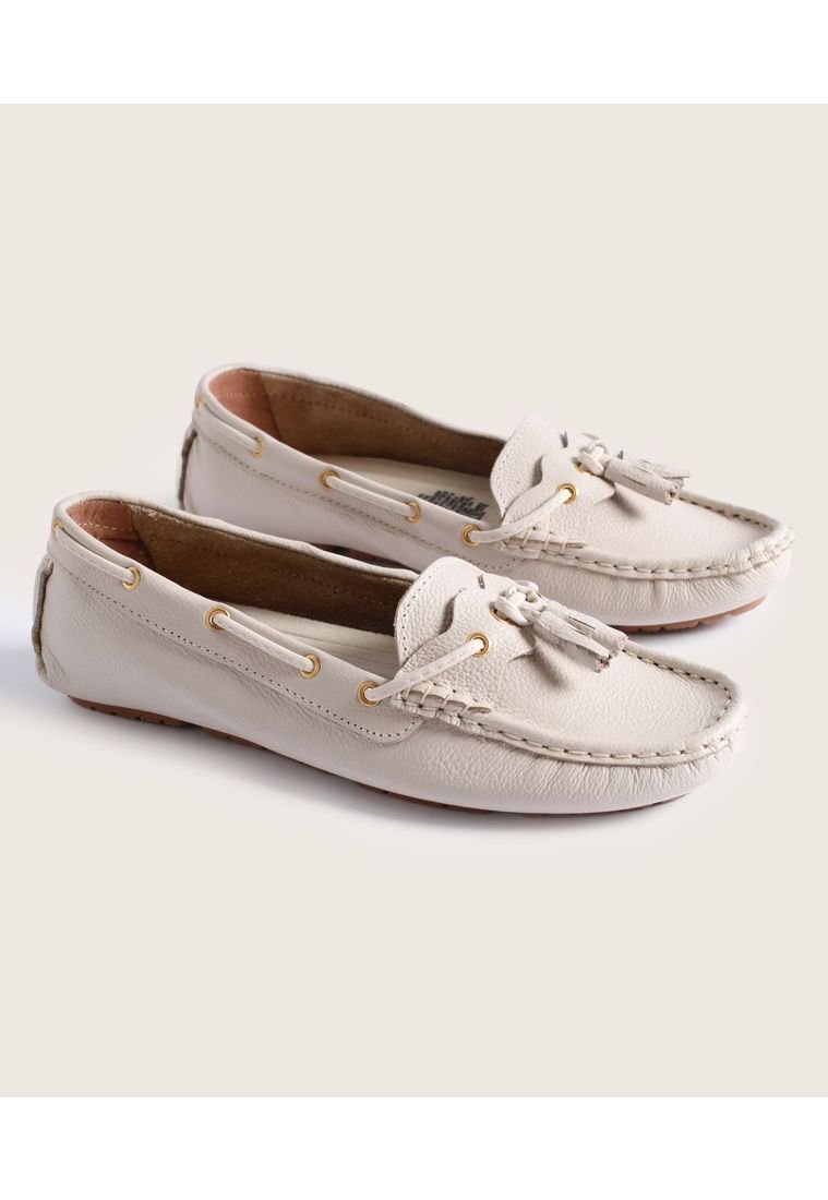 Mocasines Mujer Patprimo Beige Cuero - Compra Ahora