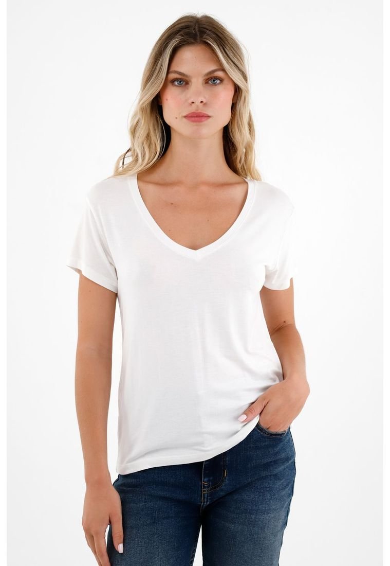 Camiseta Blanca Cuello Para Mujer Compra Ahora |