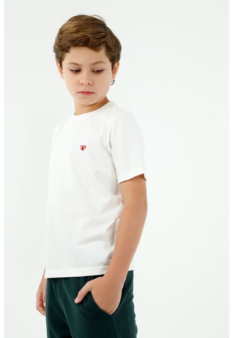 Camiseta Cuello Redondo Color Blanco Niño
