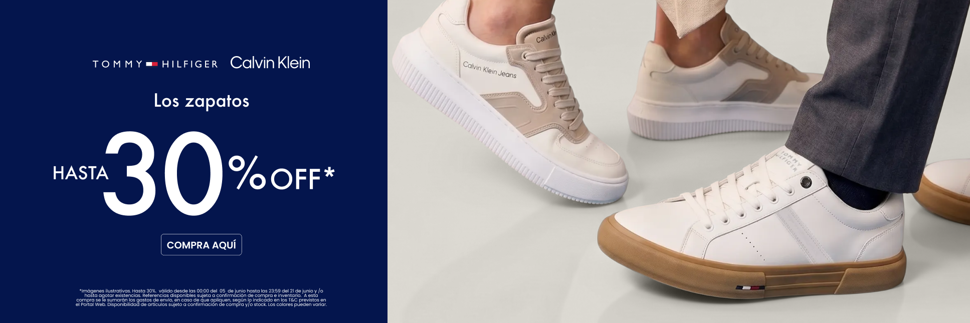Tommy y ck Todos los Zapatos hasta 30%  
