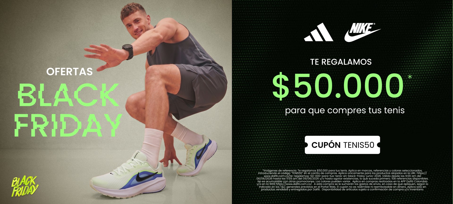 Te regalamos $50.000 para que compres tus tenis BF JUNIO 2026