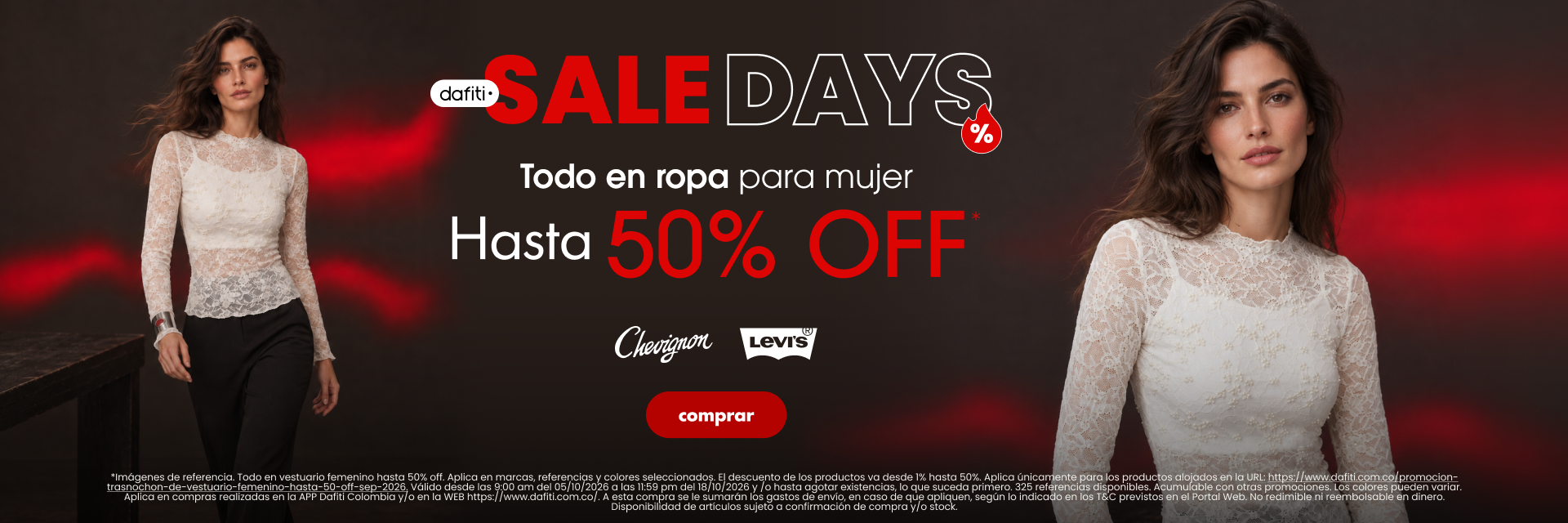 Promocion trasnochon de vestuario femenino hasta 50 off sep 2026 Merch