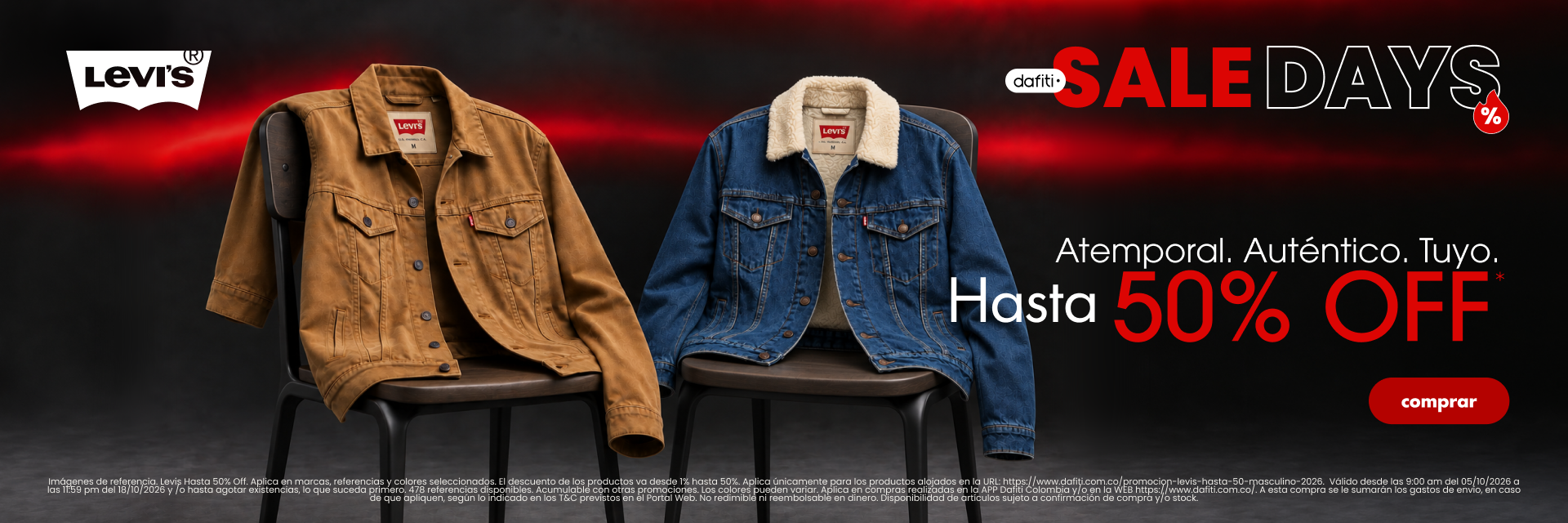 Promocion Levis hasta 50 Masculino 2026 MERCH