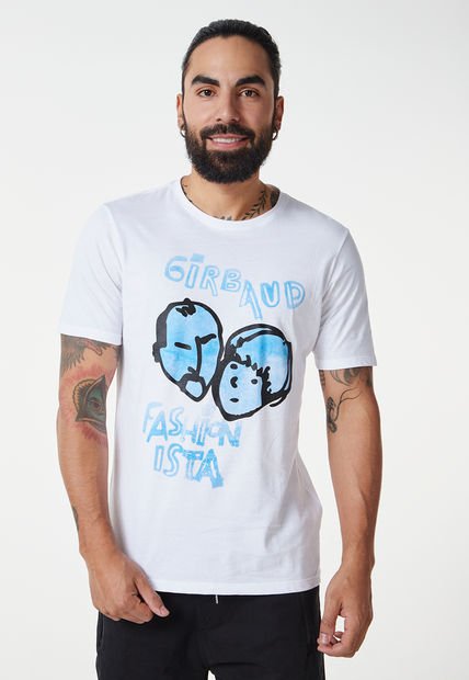 Camiseta Blanco-Celeste-Negro MARITHE FRANCOIS GIRBAUD