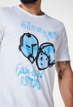 Camiseta Blanco-Celeste-Negro MARITHE FRANCOIS GIRBAUD