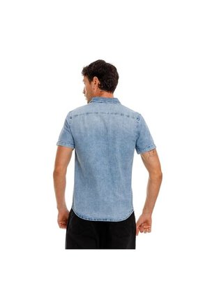 Marithe Francois Girbaud Camisa Manga Corta Denim Para Hombre Napoleón Girbaud