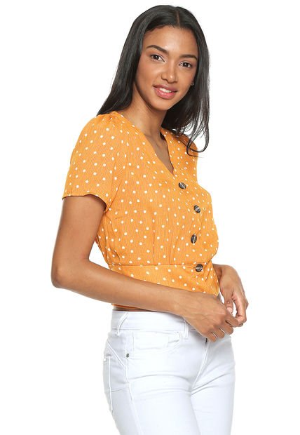 Blusa Mostaza-Blanco Active