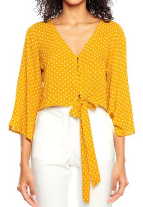 Blusa Mostaza-Blanco Active