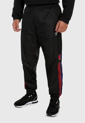 Pantalón Negro-Rojo adidas Originals Trifolio 3 rayas