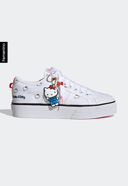 Tenis Lifestyle Blanco-Negro-Rojo adidas Originals Nizza Platform