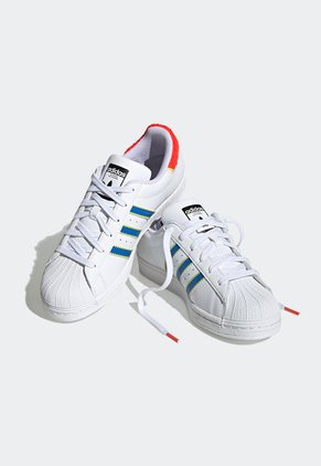 Tenis Lifestyle Blanco-Azul-Naranja Neón adidas Originals Superstar