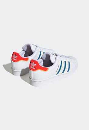 Tenis Lifestyle Blanco-Azul-Naranja Neón adidas Originals Superstar