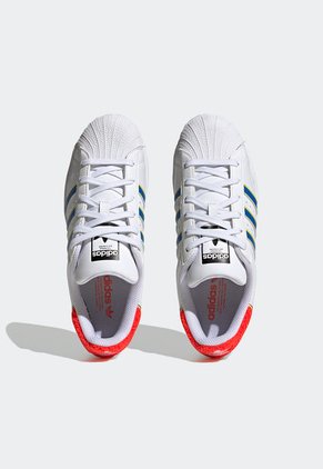 Tenis Lifestyle Blanco-Azul-Naranja Neón adidas Originals Superstar