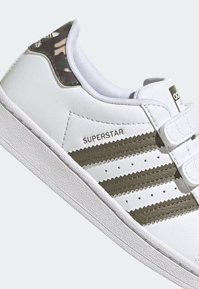 Tenis Lifestyle Blanco-Verde Oliva adidas Kids Superstar