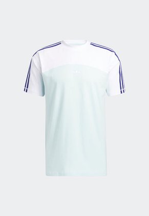 Camiseta Blanco-Violeta-Verde adidas Originals Blocked 3 Rayas