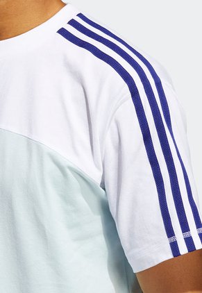 Camiseta Blanco-Violeta-Verde adidas Originals Blocked 3 Rayas