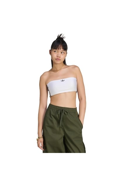 Top Blanco Adidas Entubado 3 Rayas Mujer