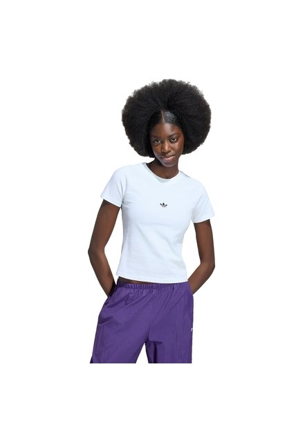 Camiseta Blanca Adidas Essentials Ceñida Mujer