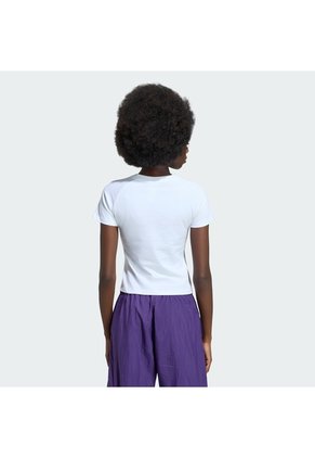 Camiseta Blanca Adidas Essentials Ceñida Mujer