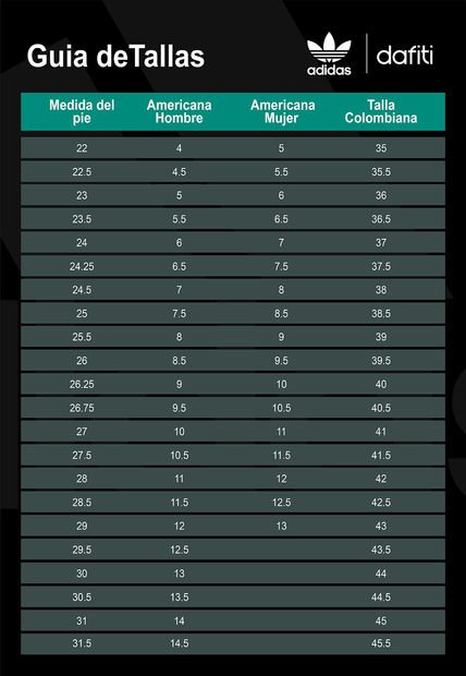 Tabla De Talla En Tenis Adidas Adidas Tabla De Tallas NiÃ±os