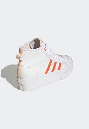 Tenis Lifestyle Blanco-Naranja adidas Originals NIZZA PLATFORM MID VEGAN SHOES