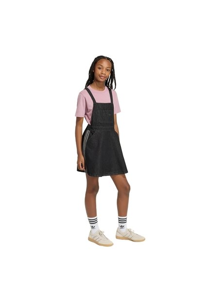Vestido Negro Adidas Tipo Overol Tejido Denim Niñas