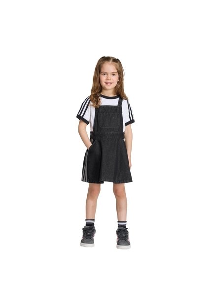 Vestido Negro Adidas Tipo Overol Tejido Denim Niñas
