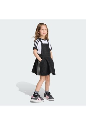 Vestido Negro Adidas Tipo Overol Tejido Denim Niñas