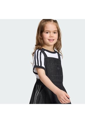 Vestido Negro Adidas Tipo Overol Tejido Denim Niñas