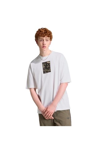 Camiseta Blanca Adidas Etiqueta La Lengüeta Camuflaje Hombre adidas Originals