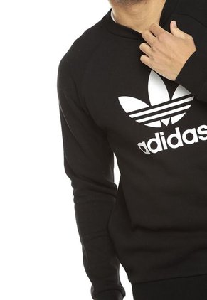 Buzo Negro adidas Originals Trefoil Crew