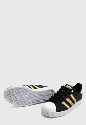 Tenis Lifestyle Negro-Dorado-Blanco adidas Originals Superstar Puntera Metálica