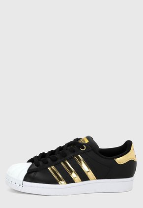 Tenis Lifestyle Negro-Dorado-Blanco adidas Originals Superstar Puntera Metálica