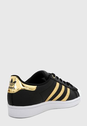 Tenis Lifestyle Negro-Dorado-Blanco adidas Originals Superstar Puntera Metálica