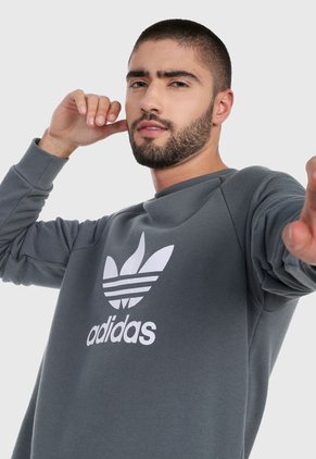 Buzo Gris-Blanco  adidas Originals Triofilo Warm Up Crew