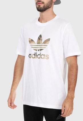 Camiseta Blanco-Beige-Café adidas Originals Trifolio Camo