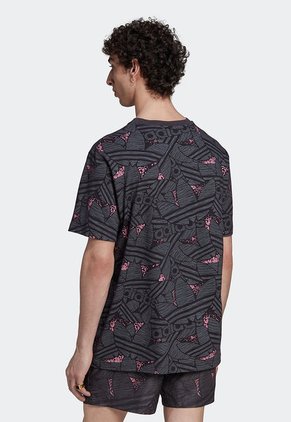 Camiseta Negro-Gris-Lila adidas Originals Rekive Trifolio