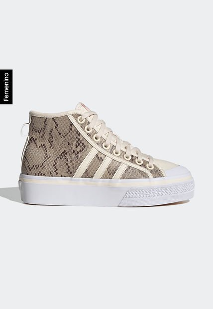 Tenis Lifestyle Beige-Café-Blanco adidas Originals Nizza Platform Mid