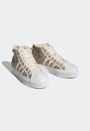 Tenis Lifestyle Beige-Café-Blanco adidas Originals Nizza Platform Mid