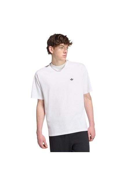 Camiseta Gris Adidas Trifolio Essentials Holgada Hombros Caídos Blanco