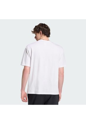Camiseta Gris Adidas Trifolio Essentials Holgada Hombros Caídos Blanco
