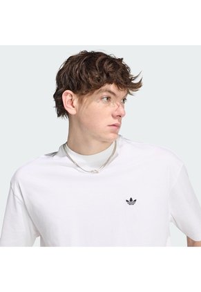 Camiseta Gris Adidas Trifolio Essentials Holgada Hombros Caídos Blanco