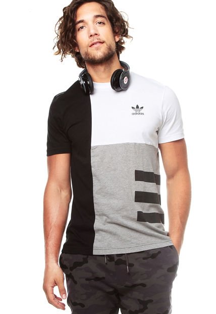 Camiseta Negro-Blanco-Gris adidas Panel Wars