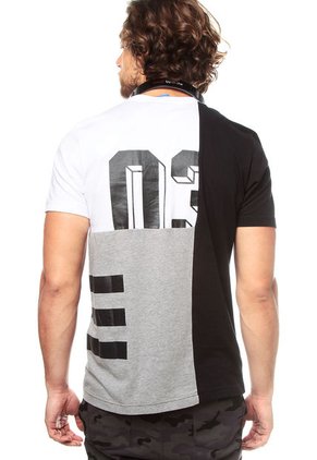 Camiseta Negro-Blanco-Gris adidas Panel Wars